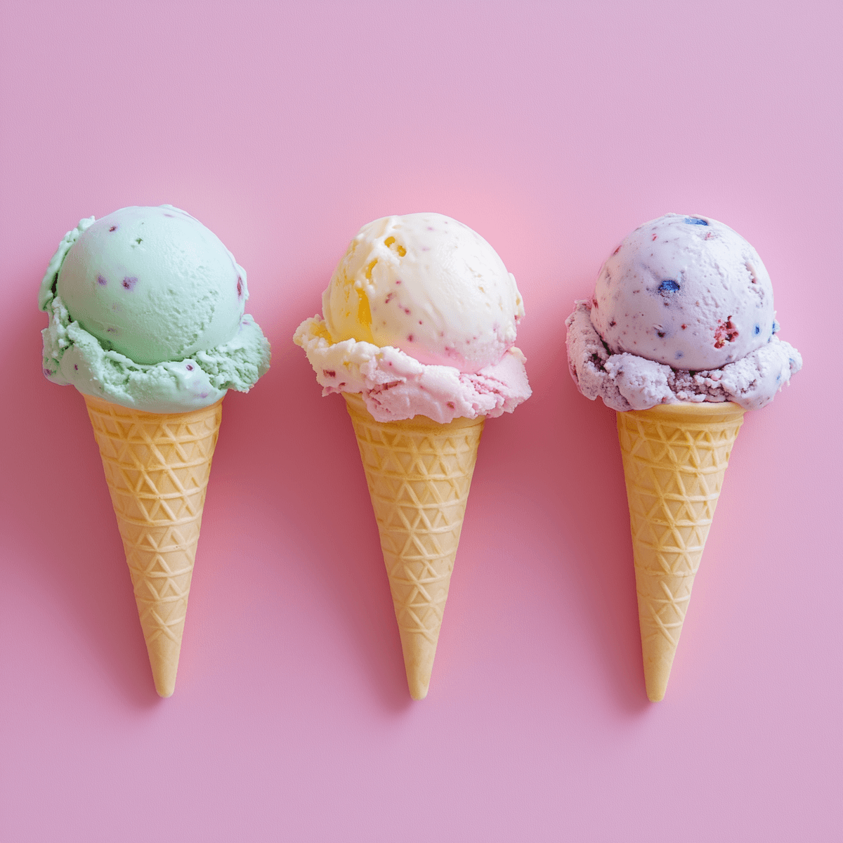 Colorful artisan ice cream cones